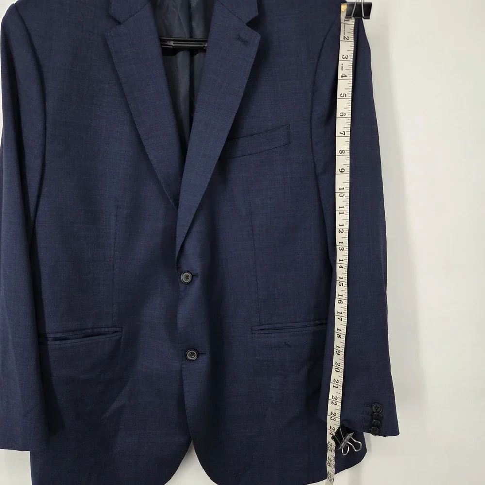Banana Republic Reda Flexo Blazer Sport Coat Men 46R Tailored Slim Blue Nailhead